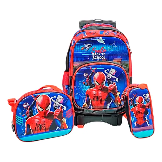 Kit X3 Maleta Ruedas Sonic Grande + Lonchera + Cartuchera