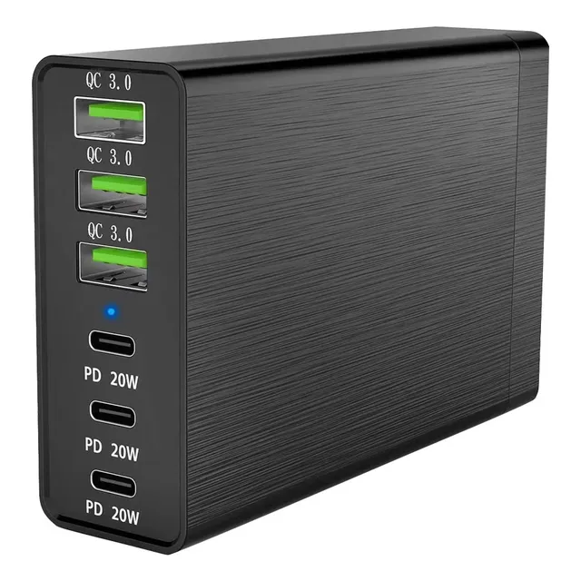 Cargador 96w Con 6 Puertos Con 3 Puertos Usb-c + 3 Puertos U