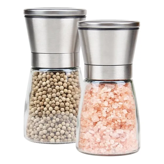 Kit 2 Moedores De Sal Grosso E Pimenta Do Reino Em Aço Inox