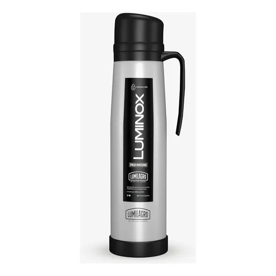 Termo Lumilagro Acero Inoxidable Con Manija 1 Litro Gris