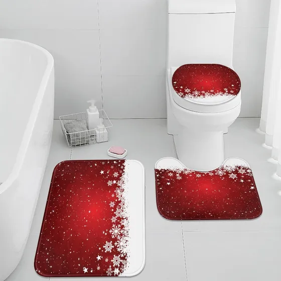 Artsocket Juego Alfombra Tapete Baño Navidad 3 Pieza Color