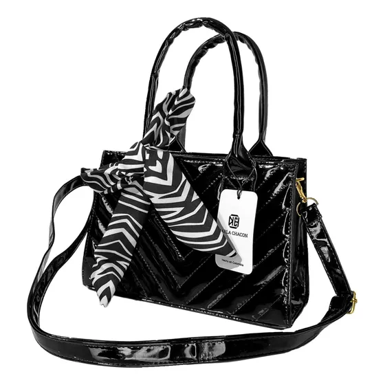 Bolso Cartera Mujer Dama Karla Chacon Issa Negro Diseño De La Tela Liso