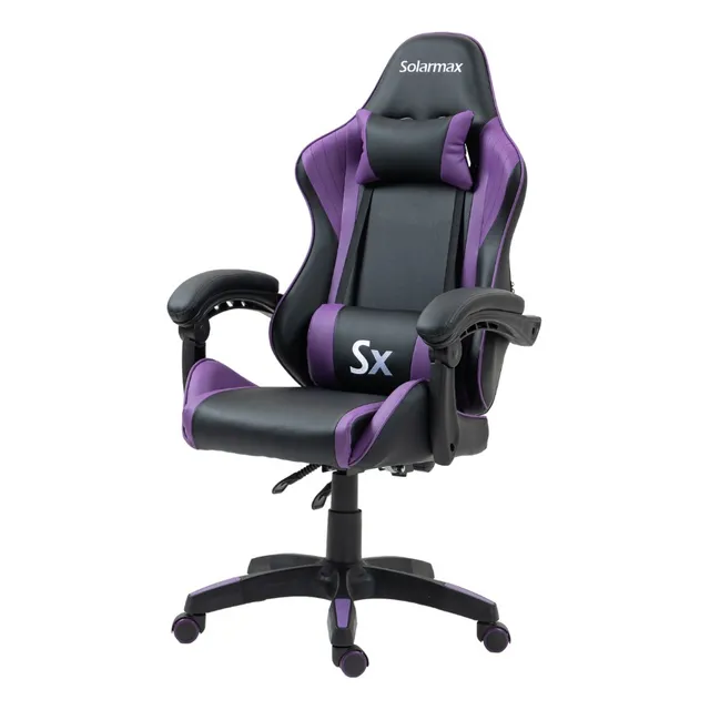 Silla Gamer Solarmax SXGC-5005 Ergonómica Giratoria con Almohadones Color Violeta Material del tapizado Cuero sintético
