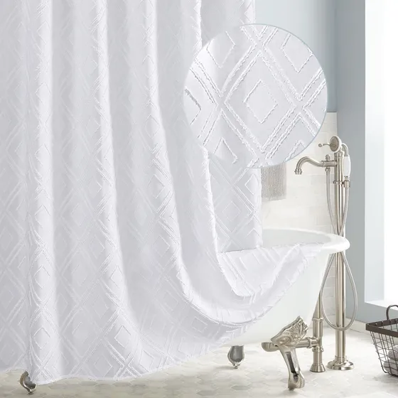 Gibelle Cortina Ducha Blanca Capitone Para Baño Moderna Casa
