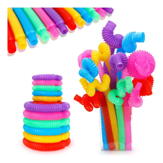 Juguete Sensorial De Tubo Para Apretar, Paquete De 12 Tubos Elásticos, Juguete De Habilidades Motoras Finas, Aprendizaje Para Niños Pequeños, De Navidad, Juguete Para Aliviar La Ansiedad Y El