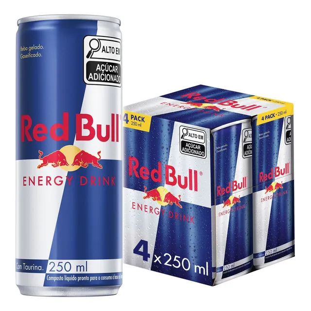Pack Energético Red Bull Lata 4 Unidades 250ml Cada