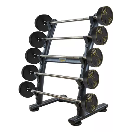 Kit De Barra Montada Reta (25kg A 45kg) + Suporte 5 Posições Cor Preto