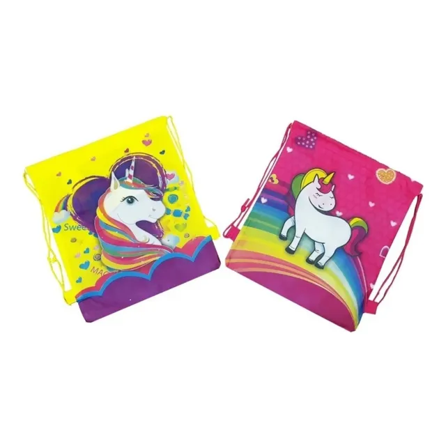X12 Bolsa Mochila Reutilizable Unicornio Reciclable 41x32cm