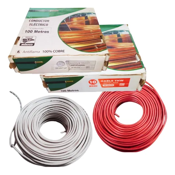 Cable Eléctrico Calibre 10 Cobre 100% Thw 100mts Rojo/blanco