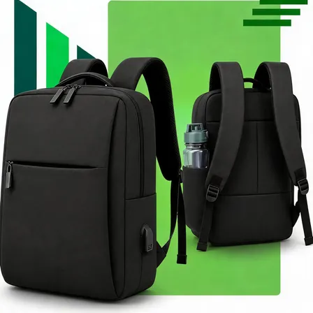 Mochila Notebook Executiva Masculina Trabalho Premium Usb Preto Liso
