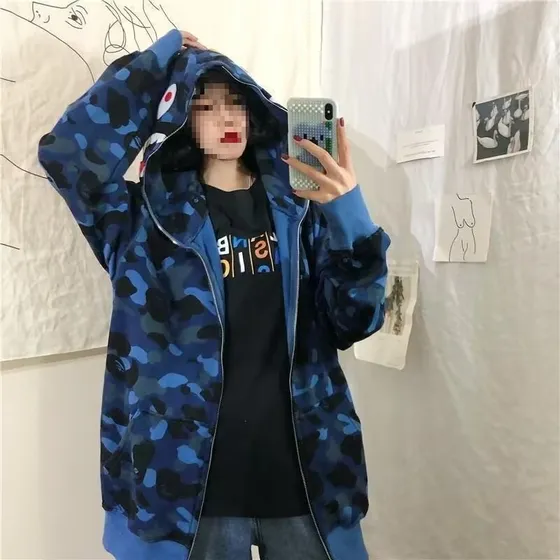 Sudadera De Camuflaje Antiguo Con Forma De Tiburón De Estilo Japonés Para Hombre Y