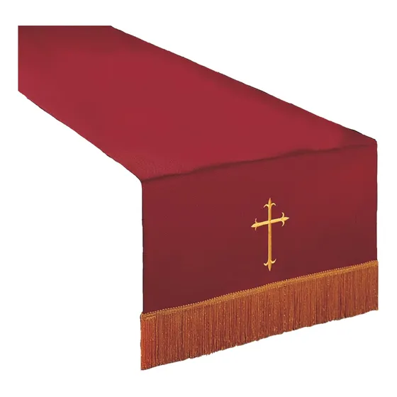 Camino Mesa Comunion Reversible Rojo Blanco Fleco Dorado 20