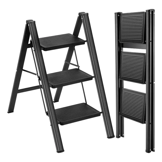 Gpusfak Escalera De 3 Escalones, Multiusos, Resistente, Lige