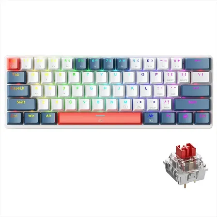 Teclado Mecánico MACHENIKE K500-B61 60% Alámbrico RGB Hot Swap Red Switch Gamer 61 Teclas PC Anti-Ghosting Inglés