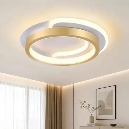Plafon Led Moderno Dourado, Plafon Moderno Para Sala, Design Minimalista, Plafon Moderno Para Quarto, 3 Temperaturas De Luz Ajustáveis, Bivolt 110-265v, Para Quarto, Sala, Cozinha E Closet 127/220v