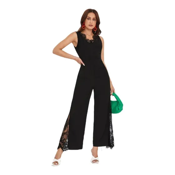 Braga Enterizo Jumpsuit Negro Encaje Shein