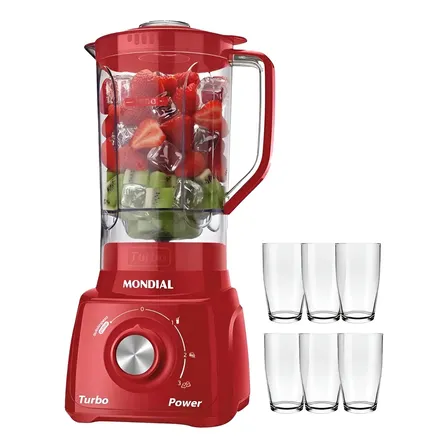 Liquidificador Mondial L99-FR Turbo Power Vermelho de 2.2 L e 500 W