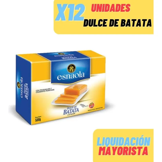 Caja 12 Unidades Dulce De Batata Esnaola 500 Grc/u