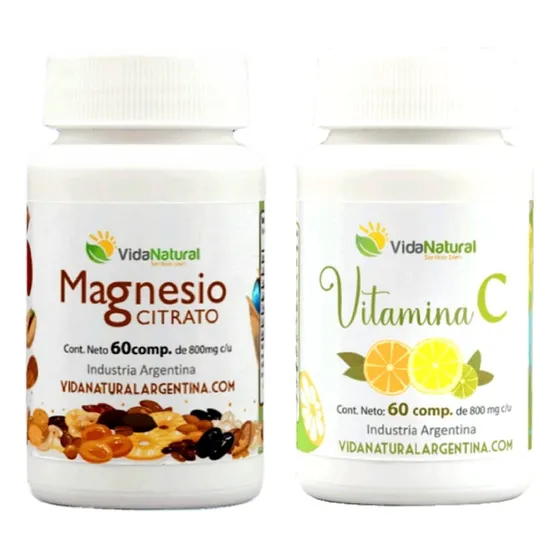 Magnesio Citrato X 60 + Vitamina C X 60 Suplemento Defensas