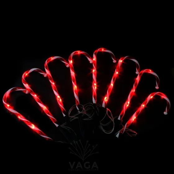 8 Bastones Navideños Luces Led Estaca Caramelo Jardín/patio
