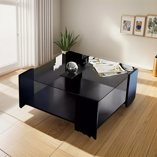 Mesa De Centro Lujo Minimalista Sala Cristal Templado 60 Cm Negro Mesa De Centro Lujo Minimalista Sala Cristal Templado 60 Cm Negro