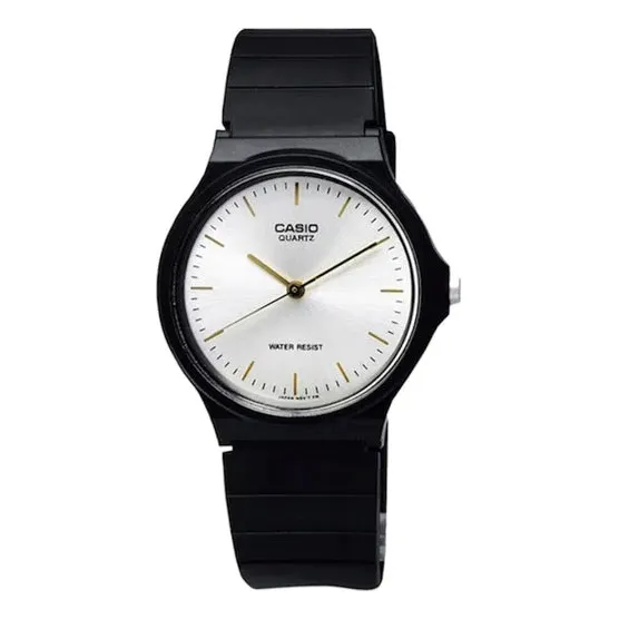 Reloj Casio Mq-24-7e2ldf Original Resina Unisex Correa Negro Bisel Negro Fondo Blanco