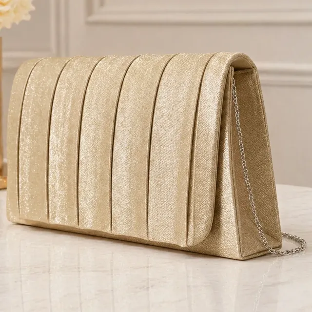 Bolsa Clutch Carteira Acetinada Casamento Festa Luxo Brilho Champagne Acetinado Metal Prateado