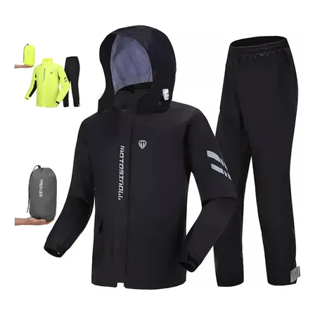 Capa De Chuva Moto Com Capuz Impermeável Motoqueiro Preto G