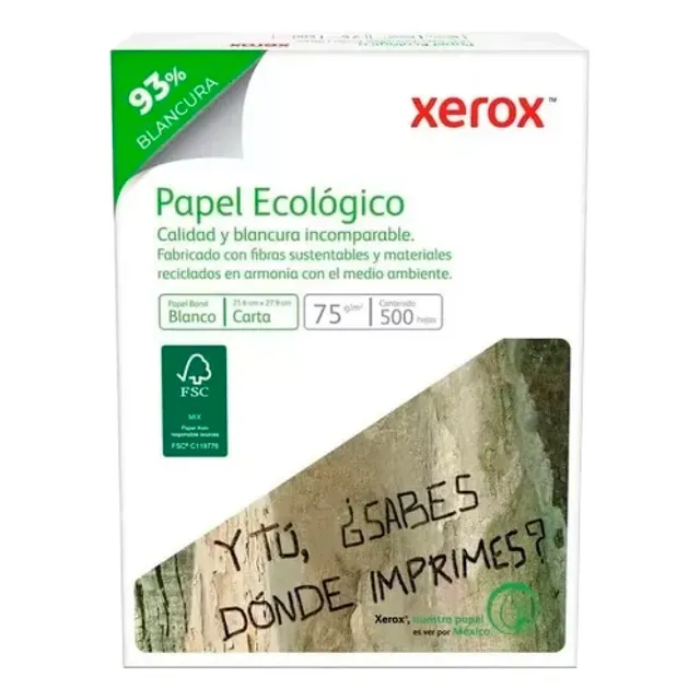 Papel Blanco T/ Carta Xerox Ecologico 2 Paquetes 1000 Hojas