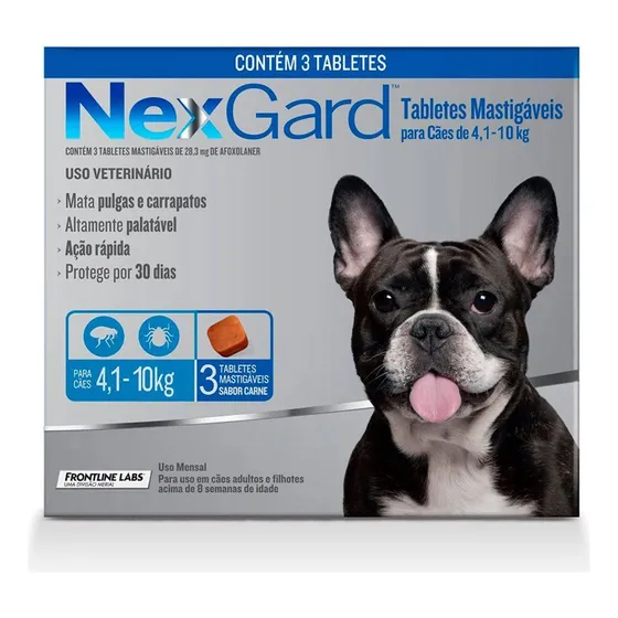 Nexgard Antipulgas E Carrapatos 4 A 10kg C/ 3 Comprimidos Cor Marrom-escuro