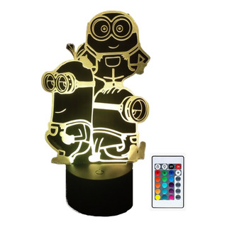 Minions Lampara Led 3d Ilusión Control 16 Colores + Touch Minions Lampara Led 3d Ilusión Control 16 Colores + Touch