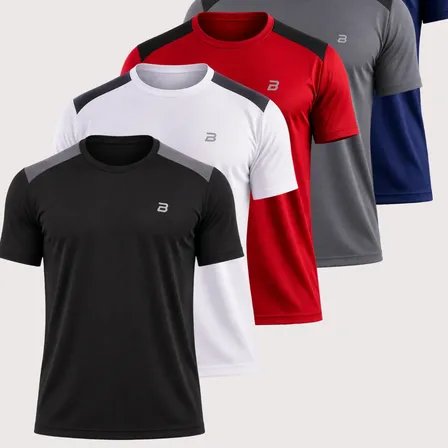 Kit 5 Camiseta Masculina Ombro Fitness Dry Fit Leve Premium Multicolorido Dry-fit G