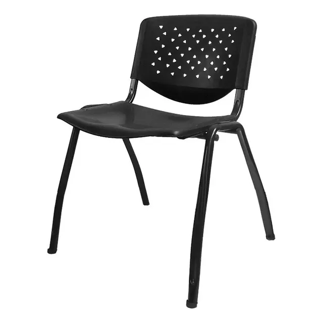 Silla Fija Prontometal Novaiso Pvc Con Base Metálica Color Negro