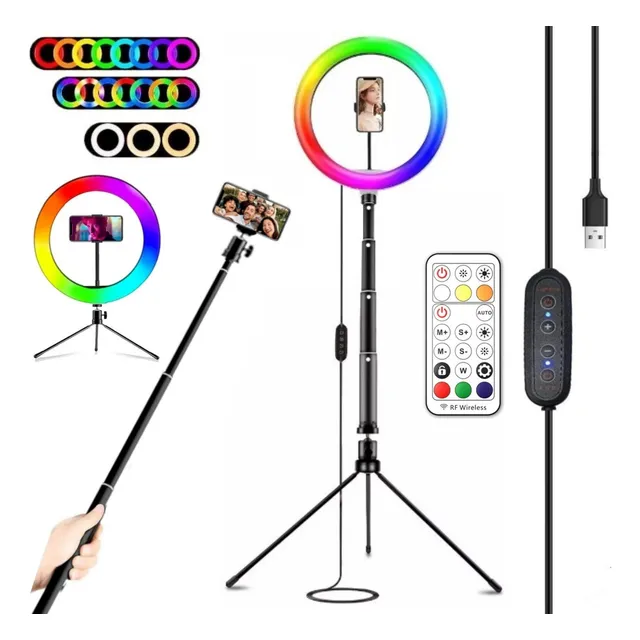 Aro De Luz Led Selfie Ring Light 10  Colores Rgb