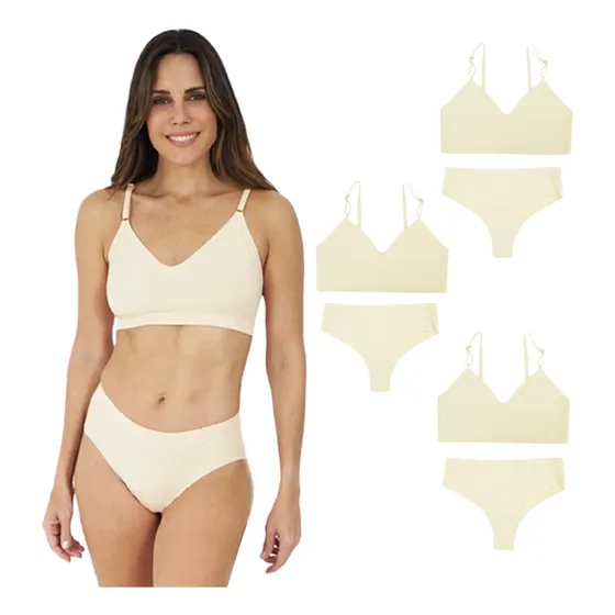 Conjunto Lencería Dama Sin Costuras Top En V Y Calzon