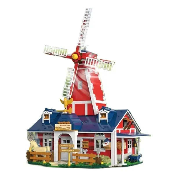 Juego De Maquetas De Bloques De Construcción Windmill Farm C