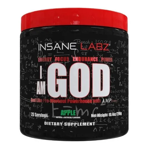 Pre Entreno I Am God Insane Labz 25 Ser Pre Entrenador Polvo Sabor Manzana