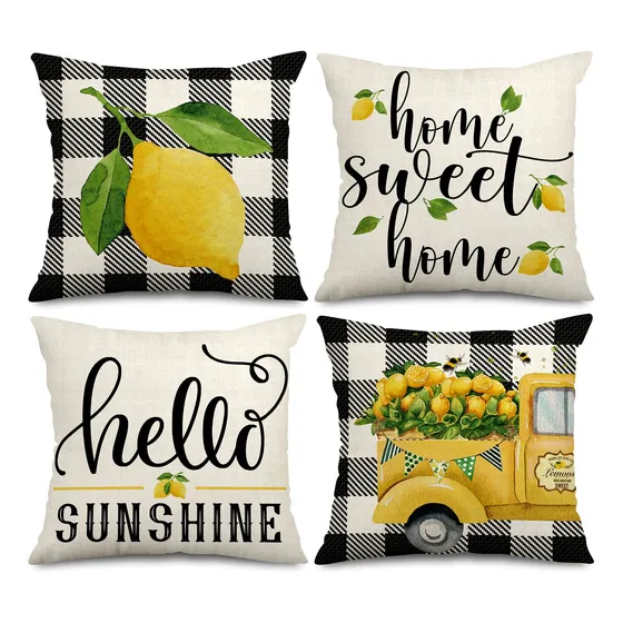 Anydesign Funda Almohada Limon 18 X 18  Decorativa Bufalo 4