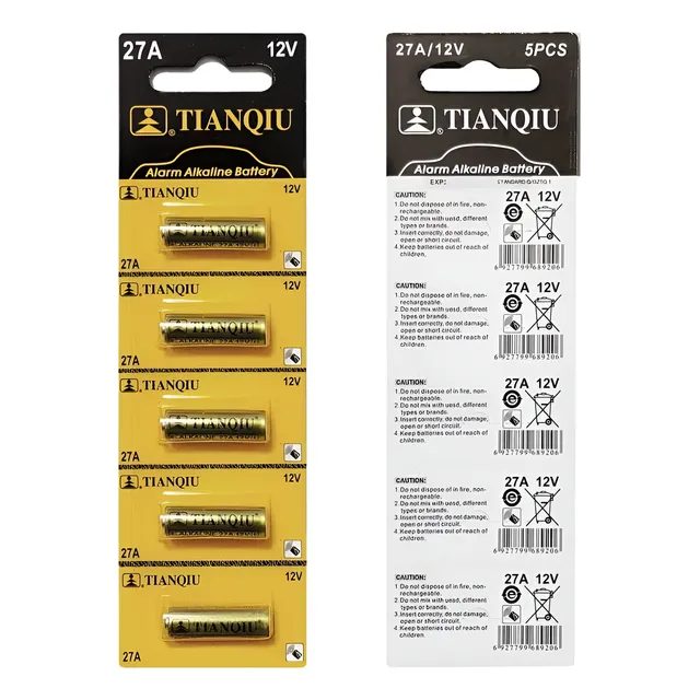 5 Unidades Pila Alcalina 27a 12v Tianqiu 