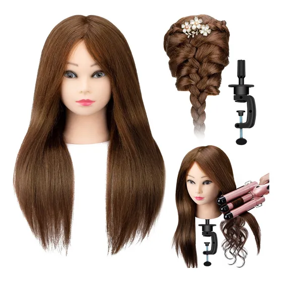 Cabezas Práctica 95% Cabello Real Humano Maniquí Maquillaje Himylife Marrón