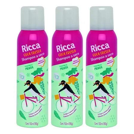 Kit 3 Shampoo A Seco Cuca Fresca Menta Ricca 150ml