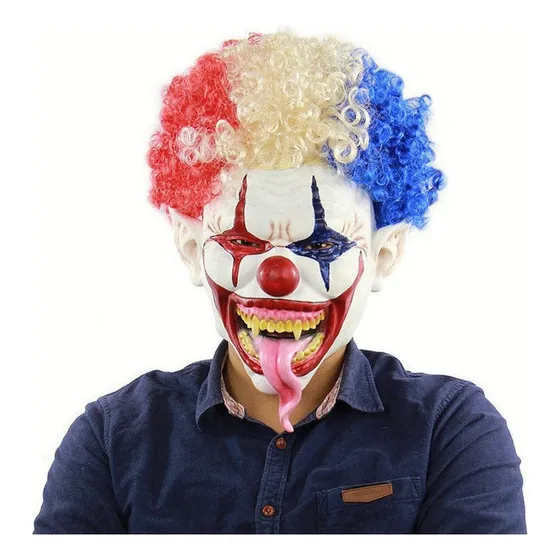 Máscara De Payaso Con Cabeza Afro, Boca Grande Y Lengua Larg