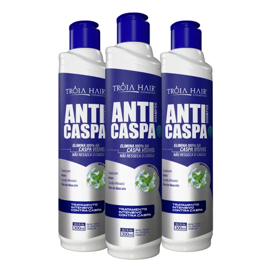3 Shampoo Para Dermatite Seborreica Anticaspa 300ml Psoríase