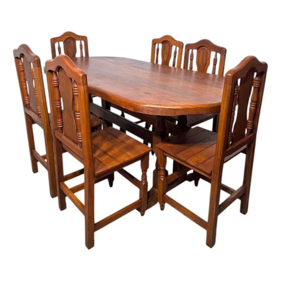 Juego De Comedor De Algarrobo Mesa De 1.60 Con 6 Sillas