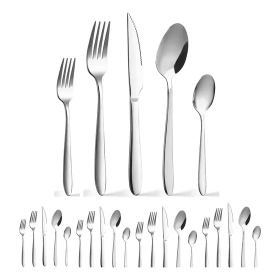 Juego De Cuchillo, Tenedor Y Cuchara De Plata De 20 Piezas