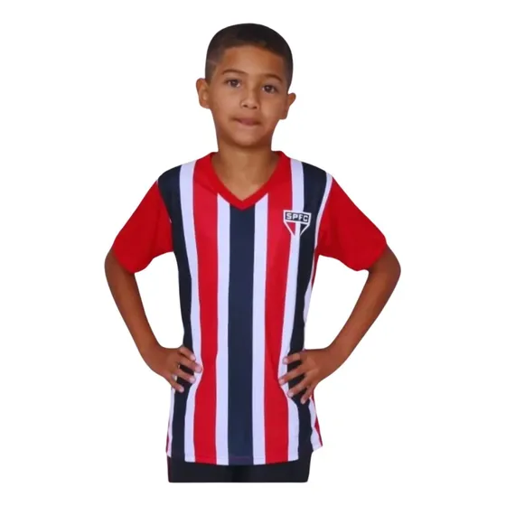 Camiseta Infantil São Paulo Tricolor Listrada Oficial