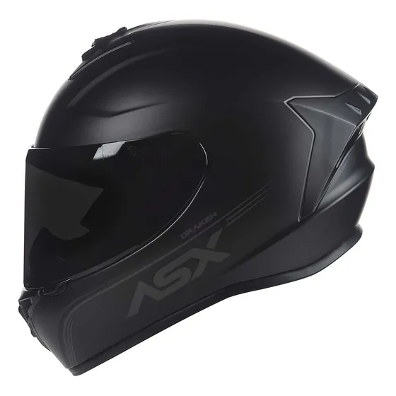  Capacete Asx Draken Solid Preto Fosco + Viseira Fumê