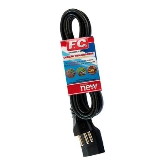 Cordão Prolongador Pp 3x1,50mm 20a 3m Pt - Fc
