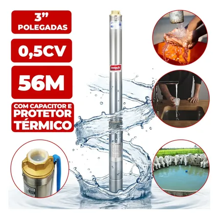 Bomba submersa Caneta Palito 1/2hp 3 polegadas 76,2 mm 1/2CV Bsca3 para poço artesiano Intech Machine