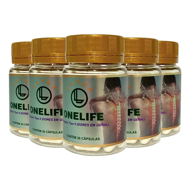 Tira Dor Onelife Kit 5 Potes 30 Cápsulas Cada Colágeno Tipo2